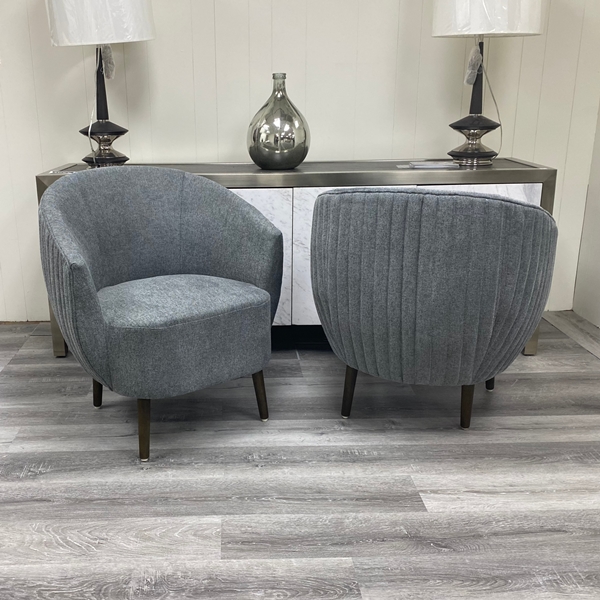 Channel Tufted Club Chair, Grey