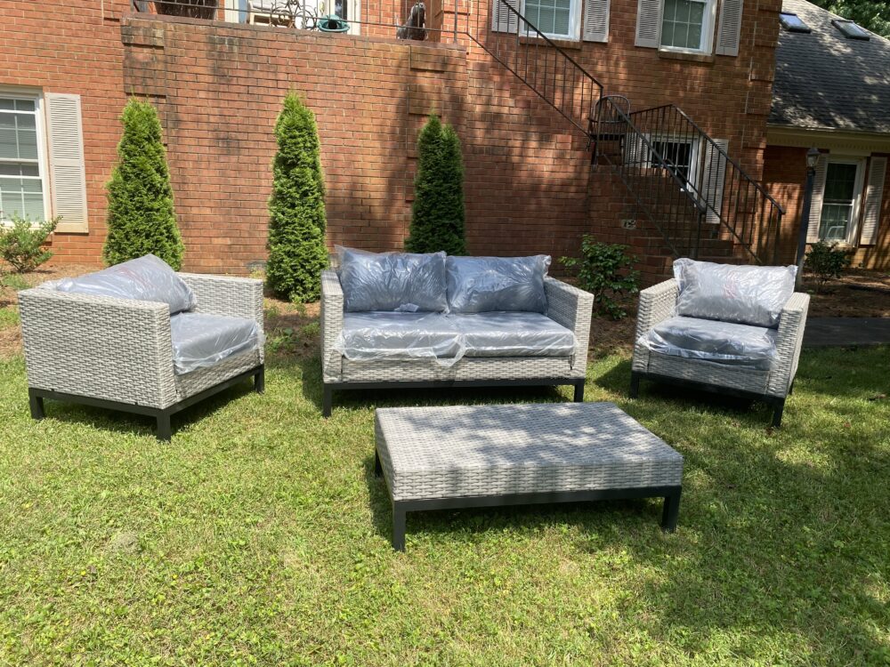 Outdoor Rattan Group, Black Iron Base - Image 3