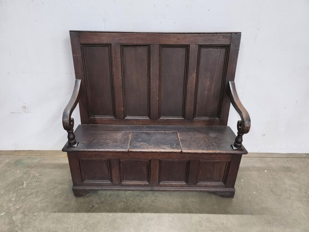 Antique Oak Settle - Image 2