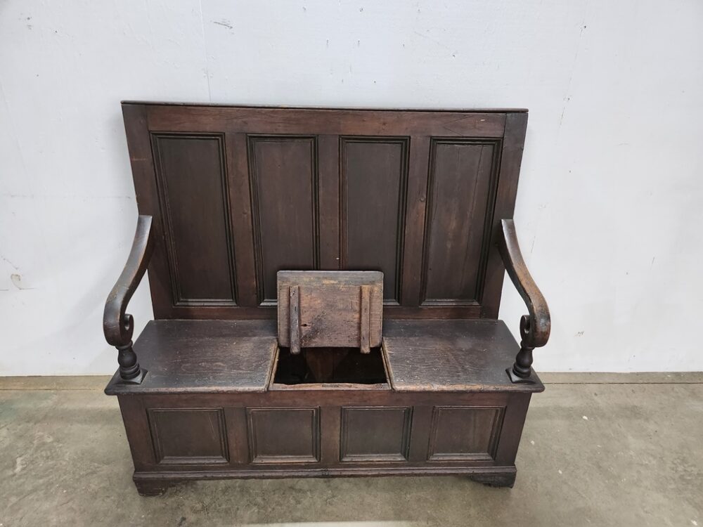 Antique Oak Settle - Image 3