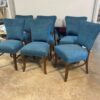 Set of 6 Blue Velvet Dining Chairs