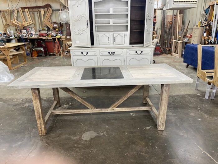 Antique Black Marble Trestle Table